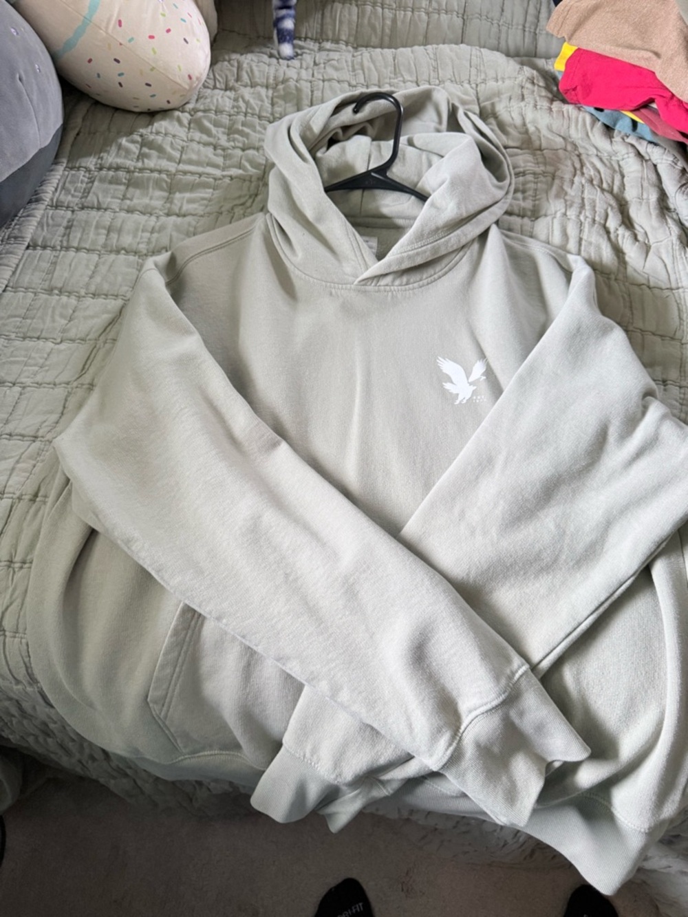 American Eagle Outfitters Light Gray Logo Hoodie